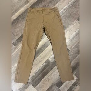 BYLT Basics Everyday Pant 2.0 slim fit (men’s) 34 waist, 30-31 inch inseam. Tan.